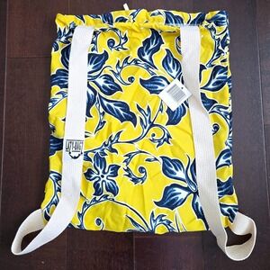 Lazy-Bagz Yellow Blue Tropical Floral Drawstring Backpack NWT Cinch Bag Packable